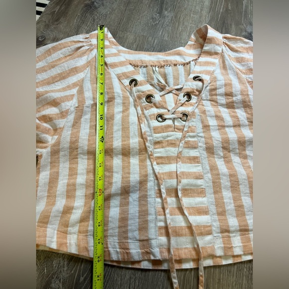 Anthropologie Linen Dolman Lace-Up Blouse Medium - Picture 7 of 8